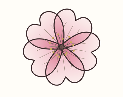樱花线描:五瓣加花蕊